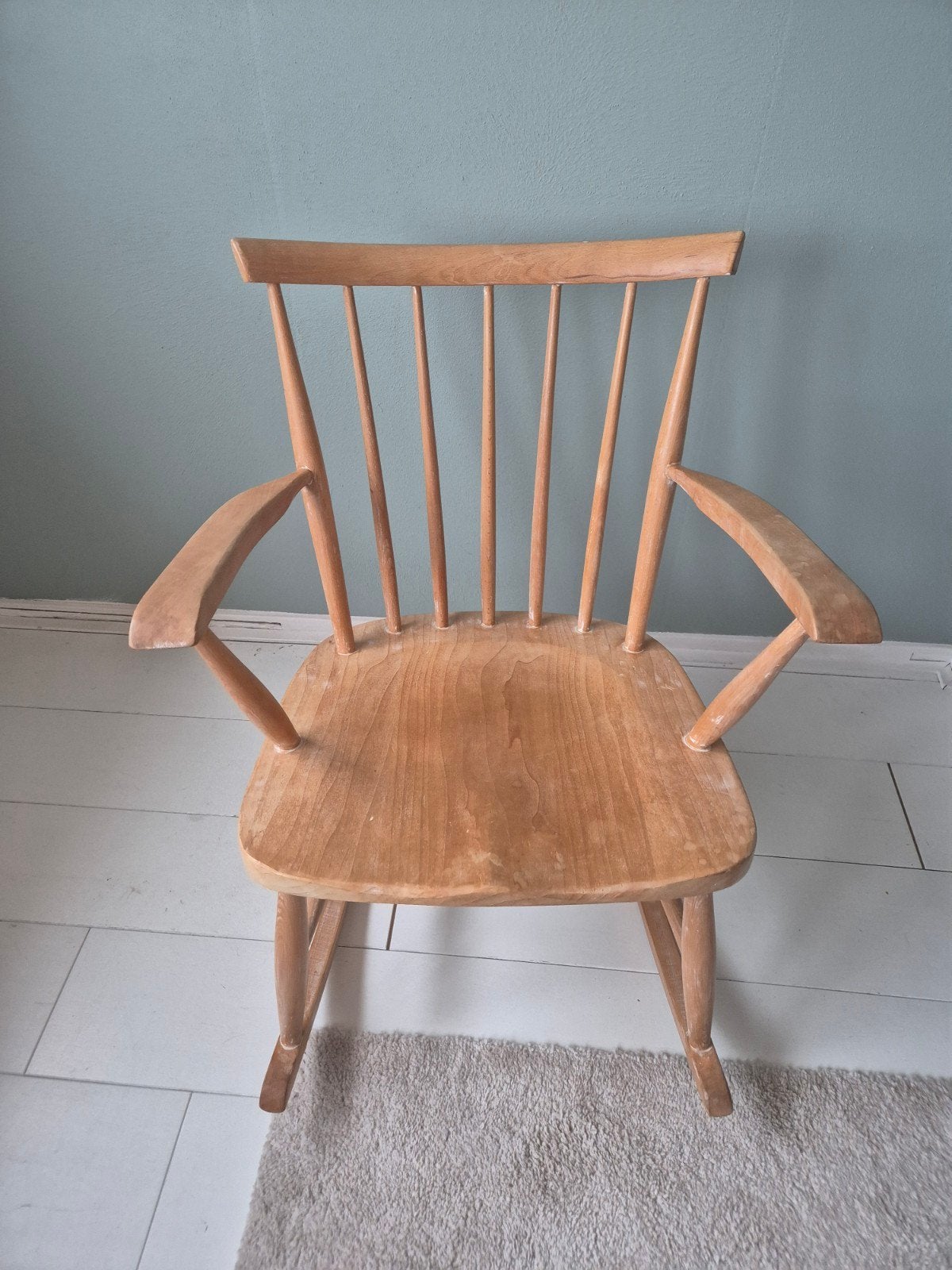 Vintage houten schommelstoel, Huis en Inrichting, Ophalen, Gebruikt, Overige kleuren, Eén
