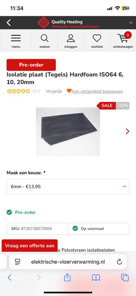 Isolatie plaat (Tegels) Hardfoam ISO64 6, Doe-het-zelf en Verbouw, Isolatie en Afdichting, Ophalen, Nieuw, 4 tot 8 cm, Minder dan 5 m²
