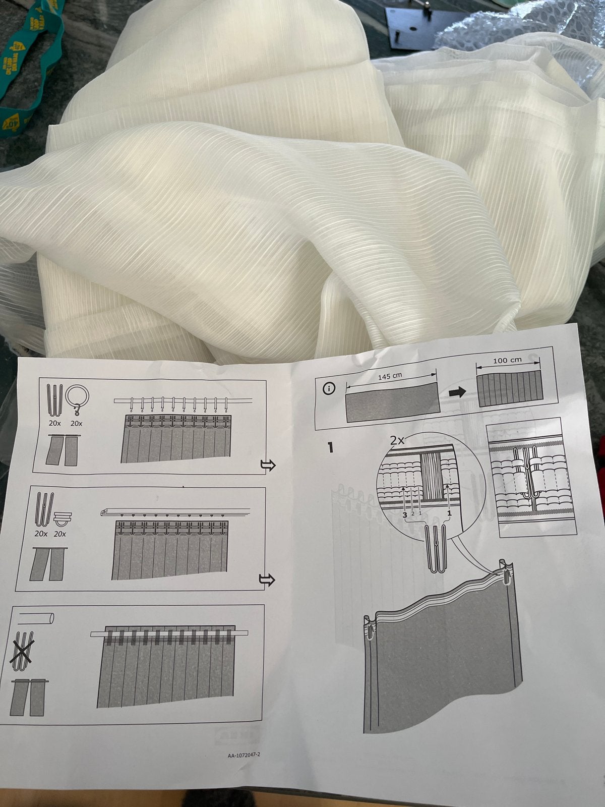 IKEA GJERTUD Gordijnen - 145x300 cm, wit, nieuw, Huis en Inrichting, Wit, Nieuw, Ophalen of Verzenden, Lichtdoorlatend