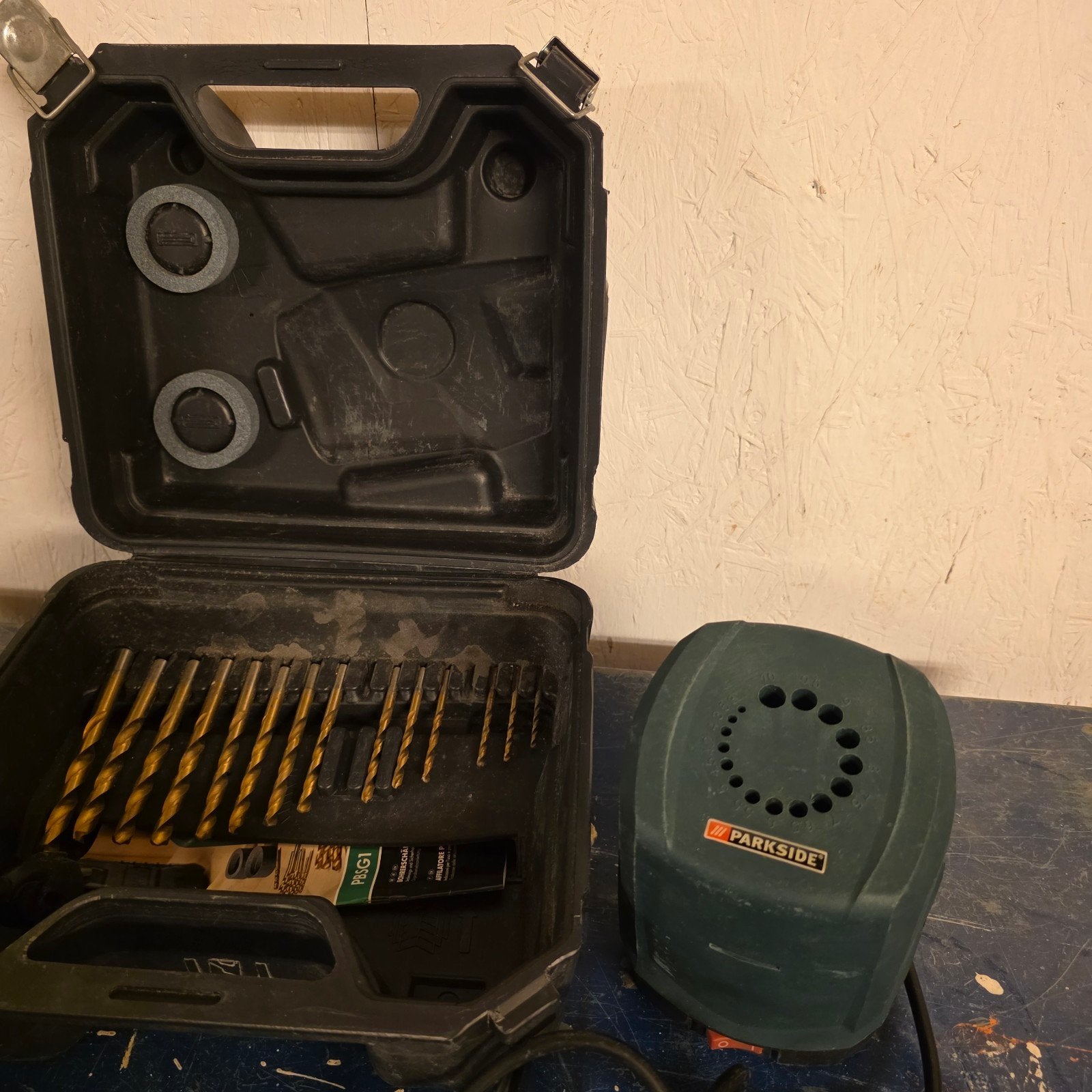 Parkside boorslijper met borenset, Ophalen of Verzenden, Gebruikt, Minder dan 400 watt, Overige typen