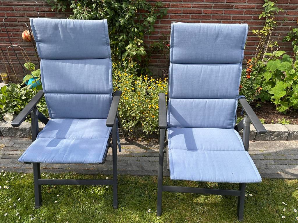 Verstelbare Hartman tuinstoelen met kussens, Tuin en Terras, Ophalen, Gebruikt, Metaal, Verstelbaar