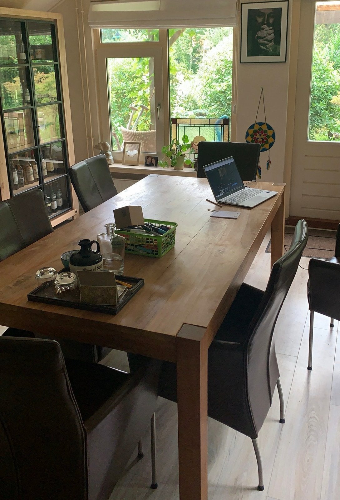 Eettafel van tropisch hardhout 200x100 cm, Ophalen, Gebruikt, 100 tot 150 cm, Vijf personen of meer