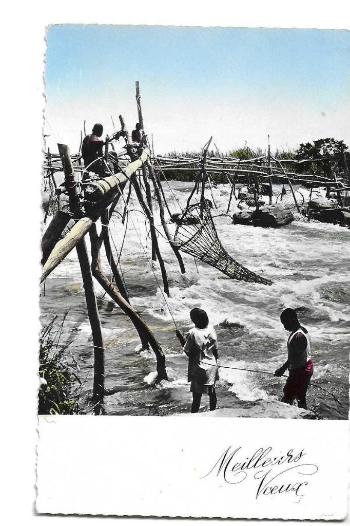 visserij  bij  stroomversnelling  afrika, Verzamelen, Ansichtkaarten | Themakaarten, Verzenden, 1960 tot 1980, Ongelopen, Ambachten of Beroep