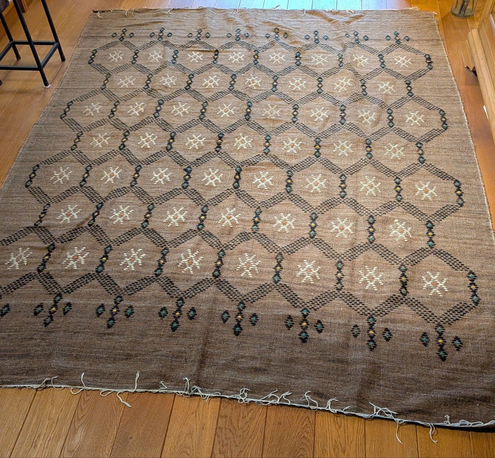 Marokkaans Berber vloerkleed uniek vintage 100% wol 195x250, Ophalen of Verzenden