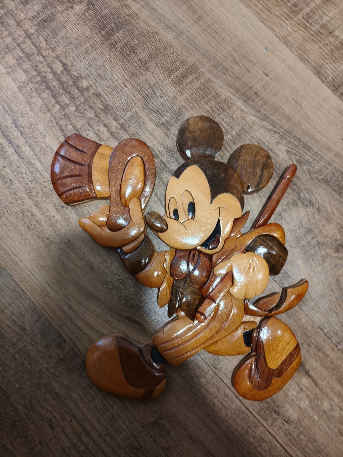 Houten Mickey Mouse wanddecoratie, Verzamelen, Ophalen of Verzenden, Mickey Mouse, Zo goed als nieuw, Beeldje of Figuurtje