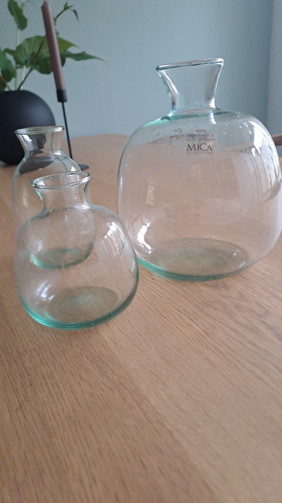 SISSY-BOY vazen - set van 3 st - groen glas, Ophalen, Handgemaakt, Groen, Glas