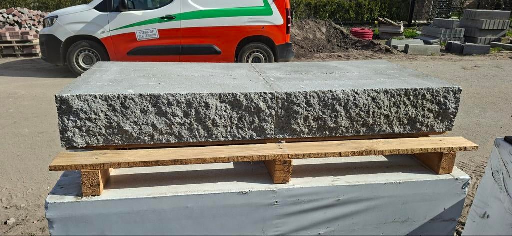 50 Nieuwe lichtgrijze stapelblokken 12x15x60 cm, Tuin en Terras, Ophalen, Nieuw, Beton, Overige typen