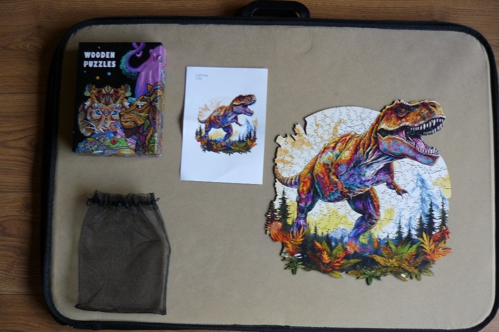Houten puzzel (XL) '' T-REX '' + Poster 280 stukjes., Ophalen, Minder dan 500 stukjes, Gebruikt, Legpuzzel