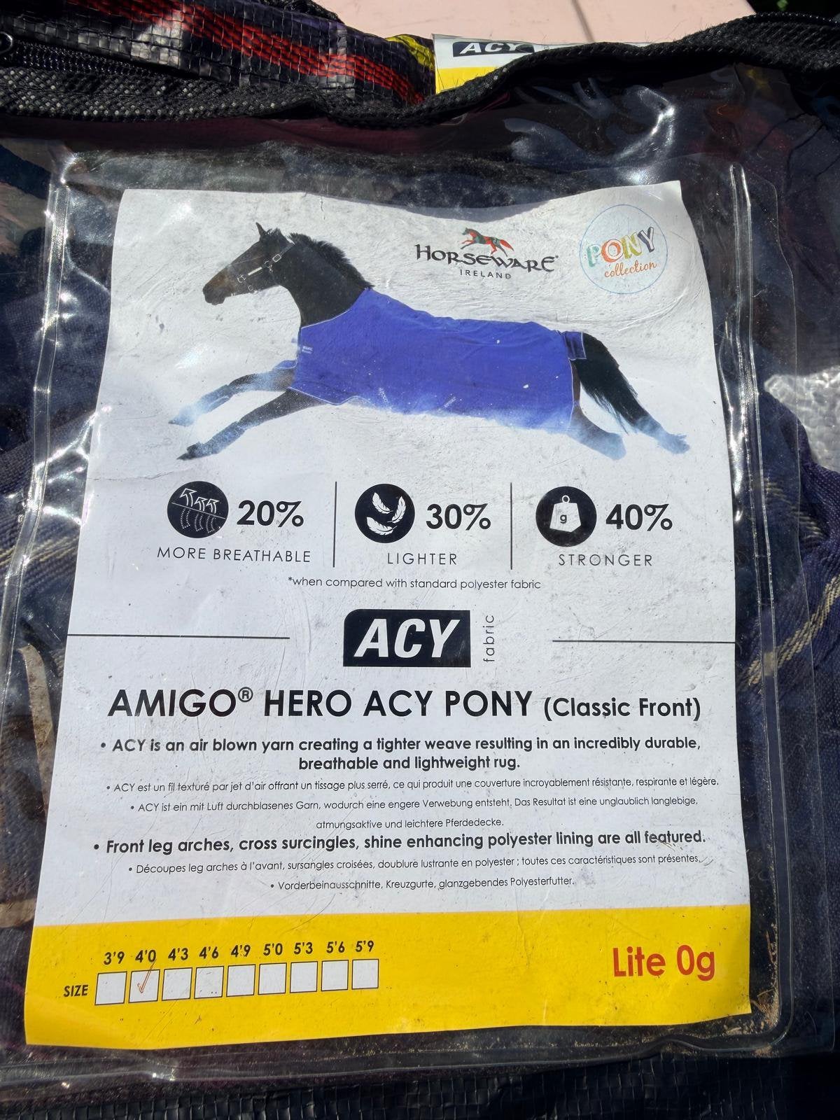 Regendeken Horseware Amigo Hero ACY pony maat 4 en 0 grams, Gebruikt, Shetlander/Mini, Ophalen of Verzenden, Amigo
