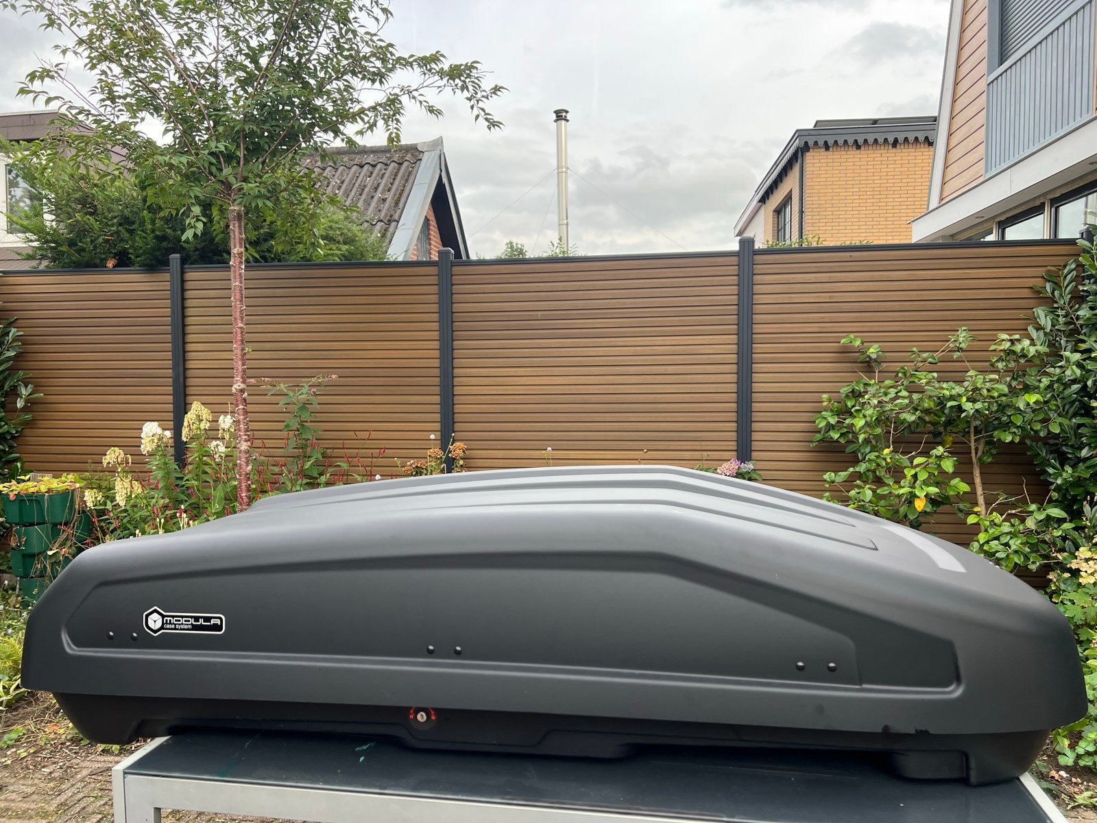 Modula Evo 470 liter dakkoffer - Mat zwart, zgan, Auto diversen, Dakkoffers, Ophalen, Zo goed als nieuw