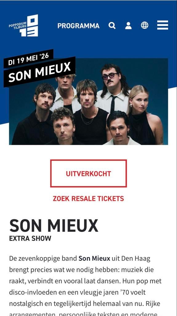 2 kaarten Son Mieux 19 mei 013 Tilburg, Tickets en Kaartjes, Concerten | Pop, Twee personen, Mei