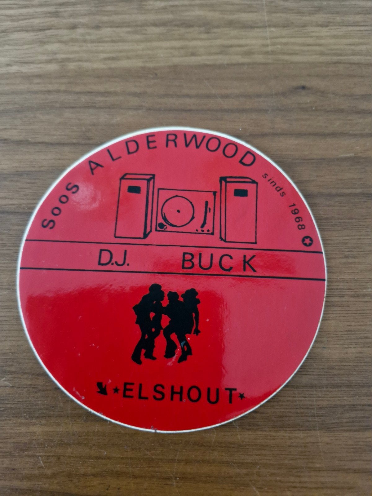 11644 Vintage Soos Alderwood DJ Buck Elshout Sticker, Ophalen of Verzenden