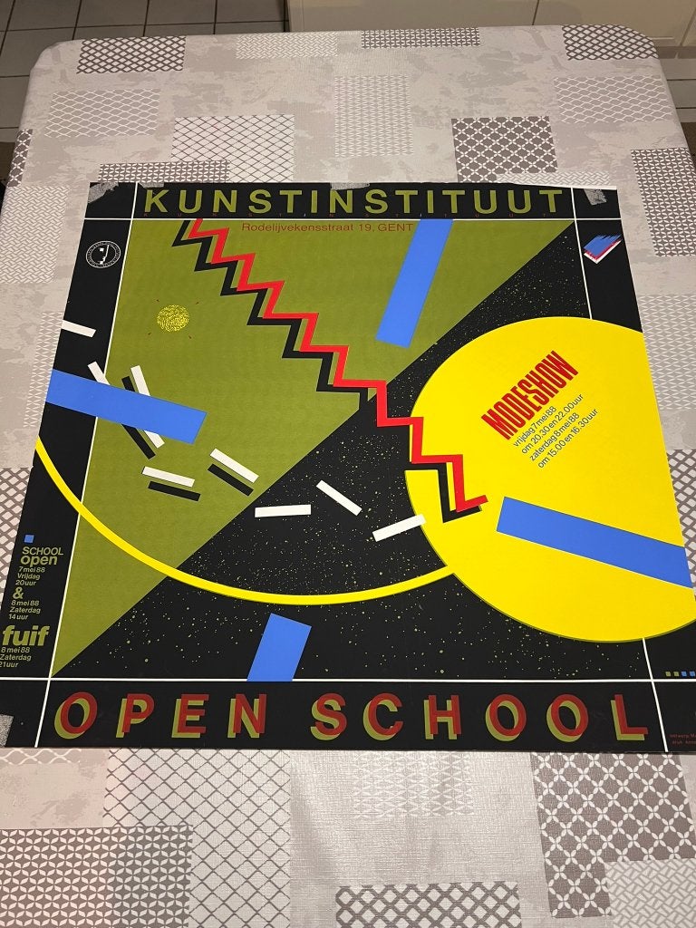 Vintage Poster Kunstinstituut - Open school, Verzamelen, Deurposter of groter, Ophalen of Verzenden, Reclame, Rechthoekig Staand