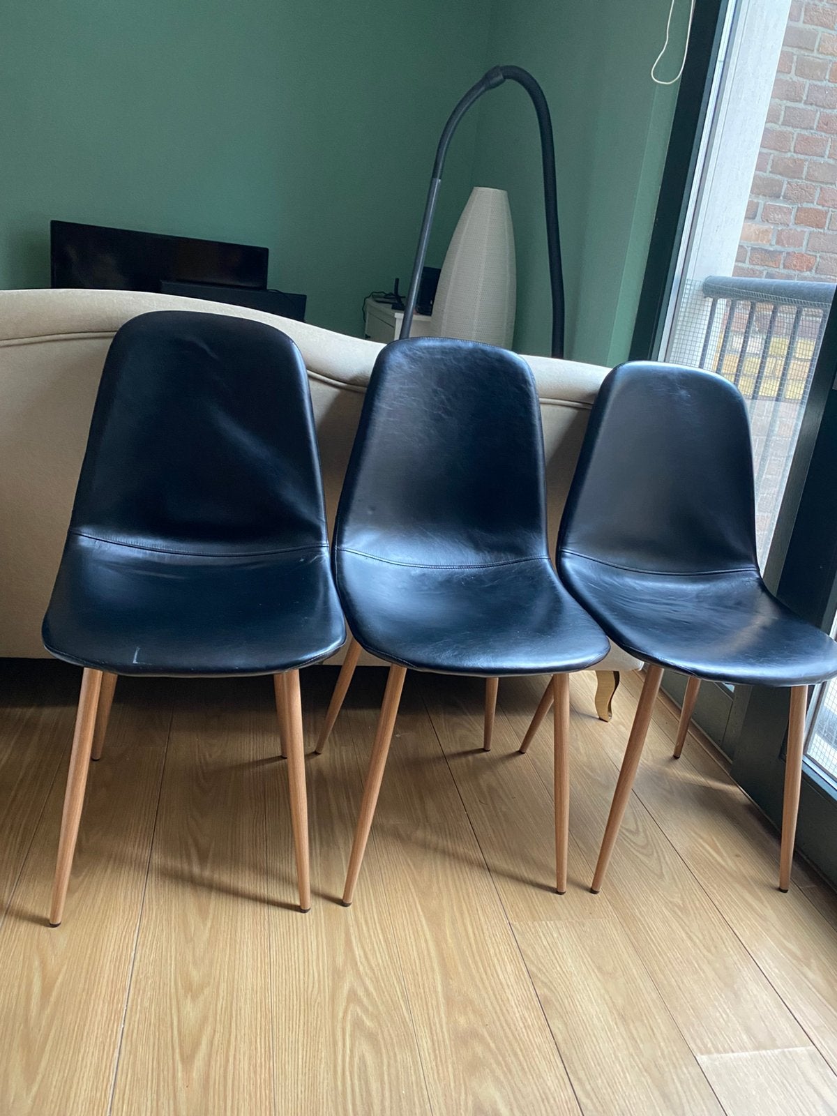 3 Zwarte Eetkamerstoelen, Huis en Inrichting, Ophalen, Zo goed als nieuw, Zwart, Vier
