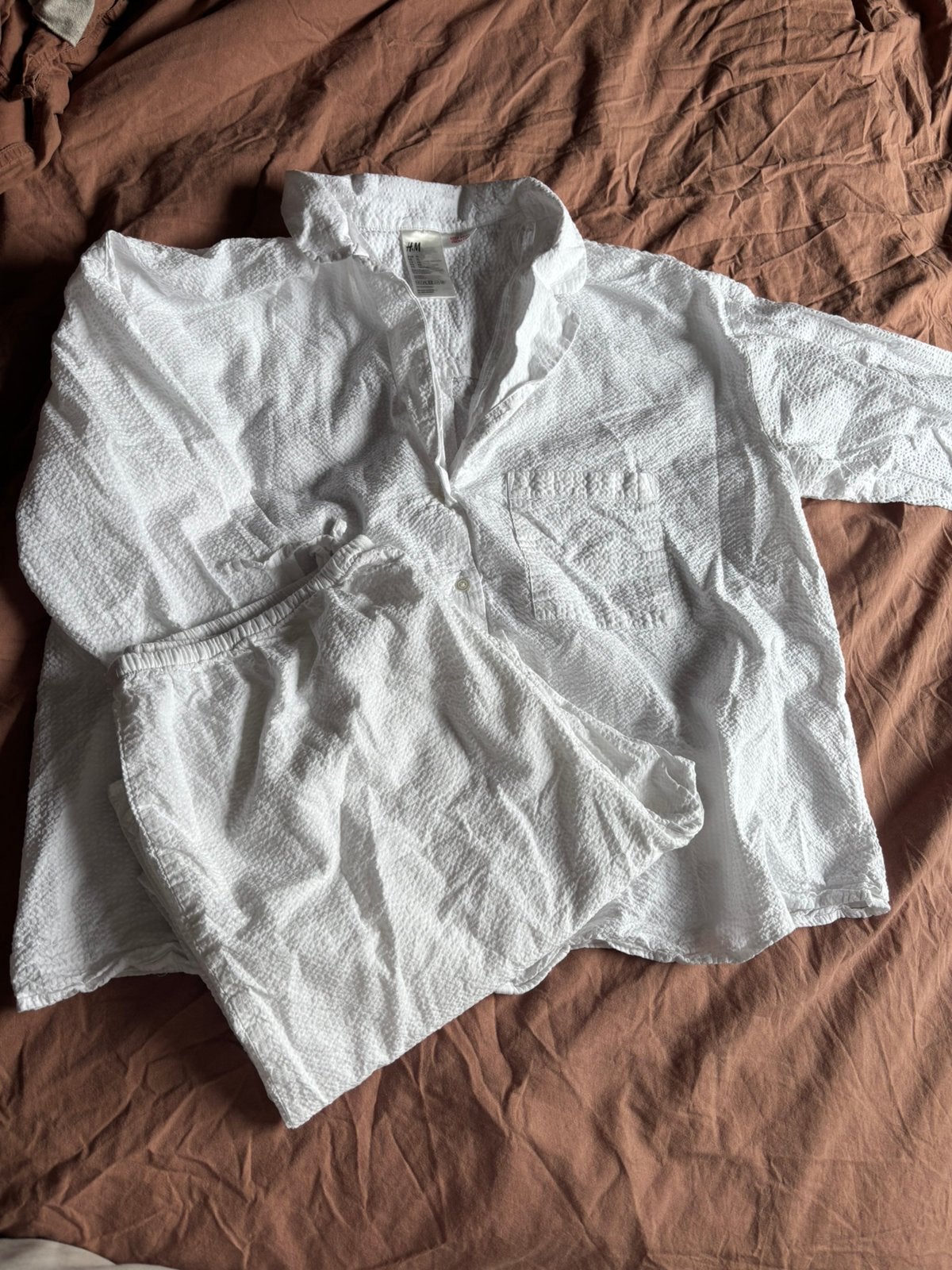 Witte pyjama set van H&M, Verzenden, Gedragen, Maat 46/48 (XL) of groter