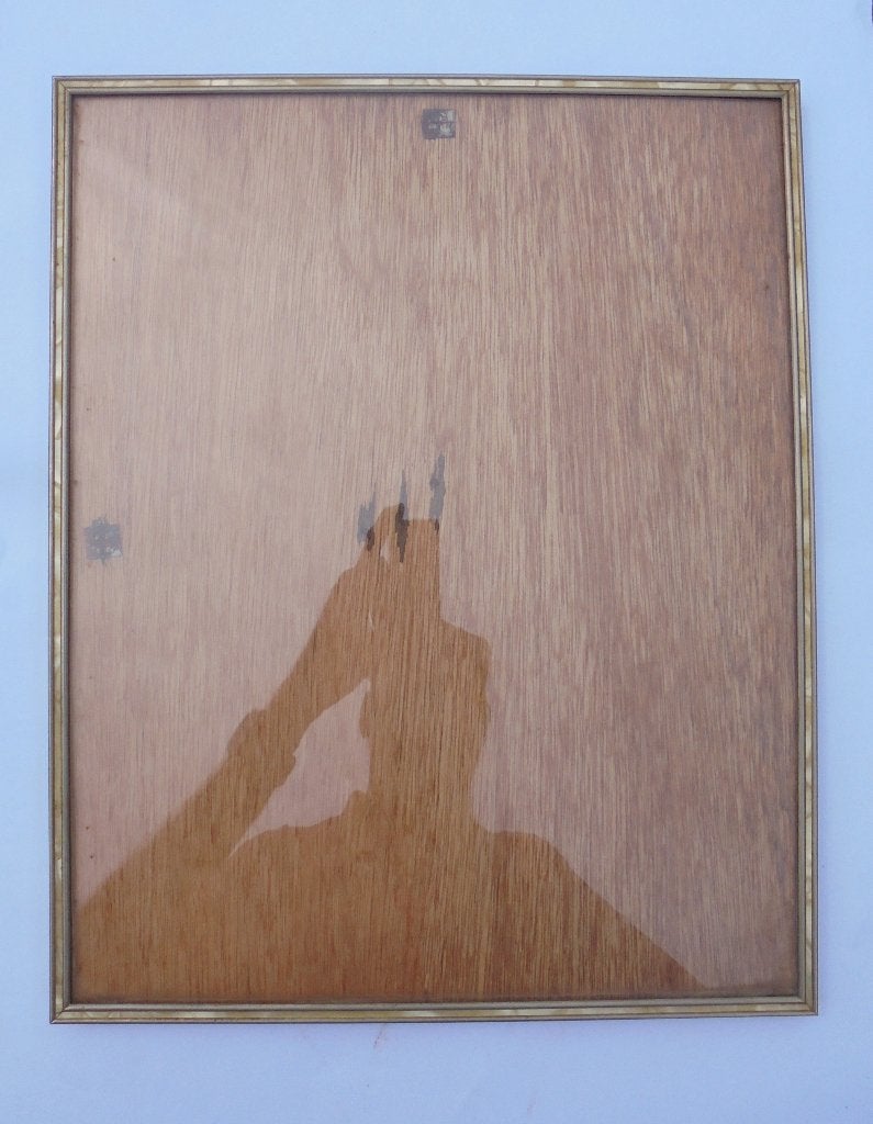Vintage fotolijst (30x24cm) met ingelegde lijst en vlak glas, Ophalen of Verzenden, Gebruikt