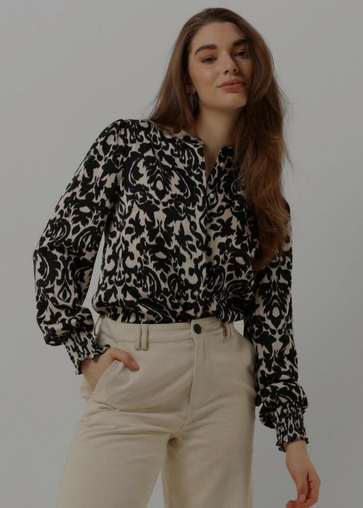 Neo Noir Blouse Zwart Wit Print Maat XS Nieuw!, Kleding | Dames, Blouses en Tunieken, Neo Noir, Verzenden, Zwart, Nieuw