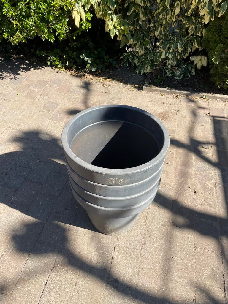 Grote grijze bloempotten, kunststof, voor tuin of balkon, Tuin en Terras, Ophalen, Kunststof, Gebruikt, Balkon