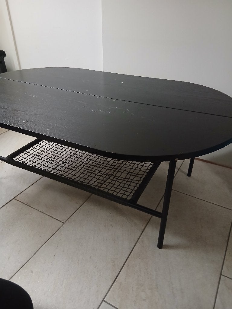 Gratis zwarte ovale salontafel, Huis en Inrichting, Tafels | Salontafels, Ophalen, Gebruikt, 100 tot 150 cm, 50 tot 100 cm