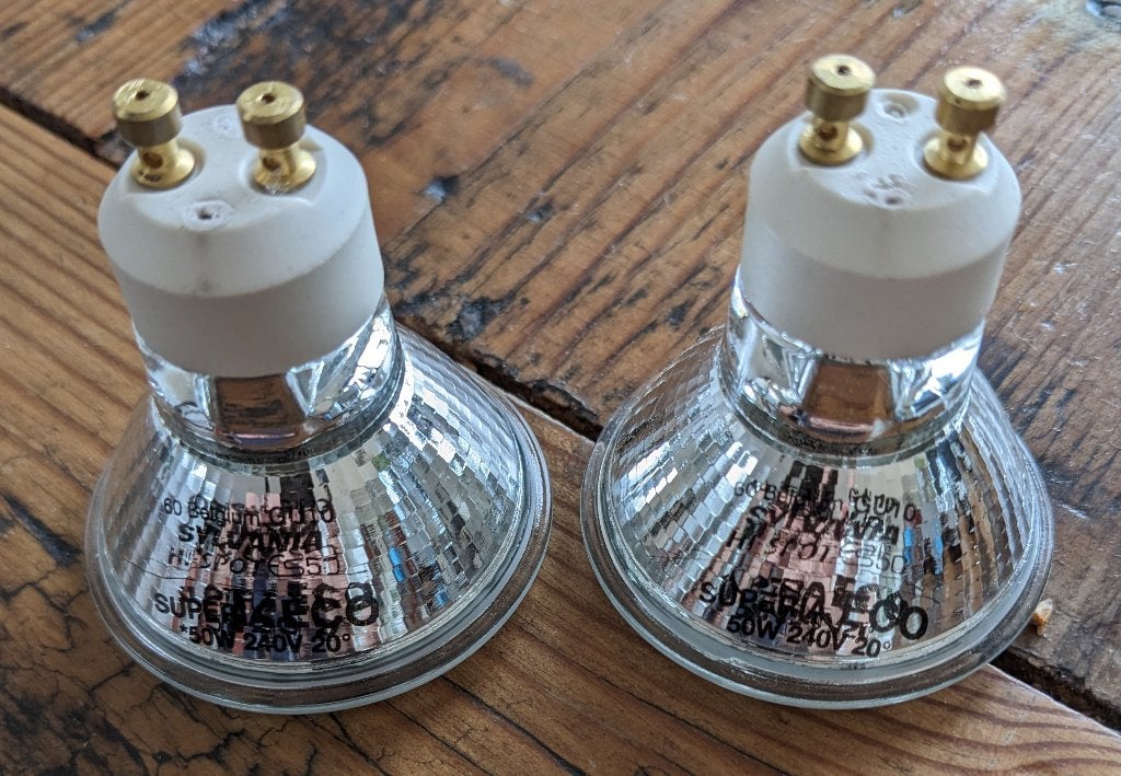2 stuks GU10 spot 50W 20 graden halogeen, 30 tot 60 watt, GU10, Ophalen of Verzenden, Zo goed als nieuw