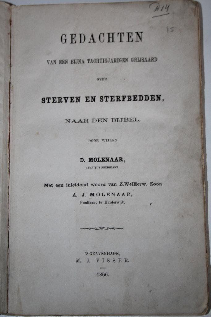 D. Molenaar - Gedachten over sterven en sterfbedden (1866), Ophalen of Verzenden, Gelezen, Christendom | Protestants