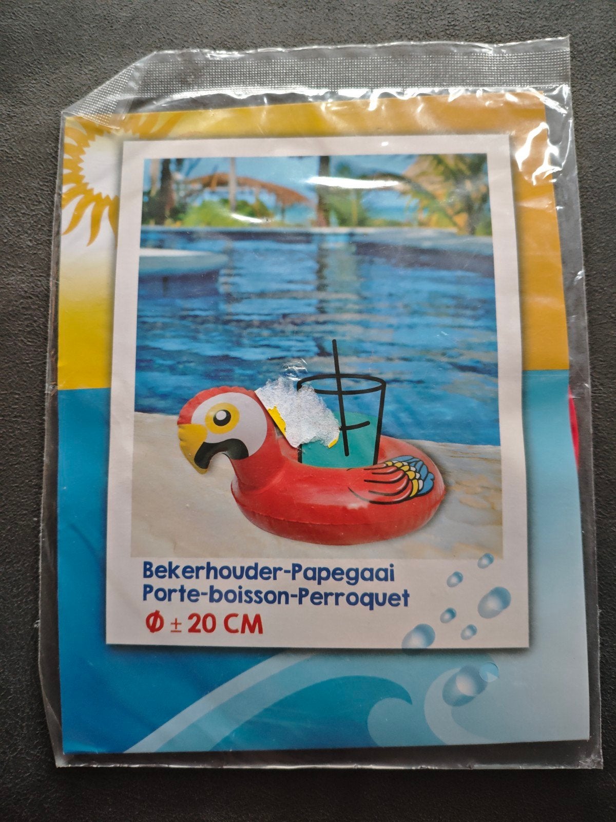 Opblaasbare Bekerhouder Papegaai - Zwembad Accessoire, Ophalen, Nieuw