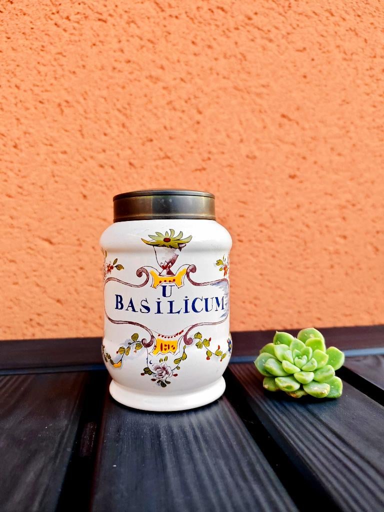 Vintage Apothekerspot Clin-Midy basilicum, Antiek en Kunst, Ophalen of Verzenden