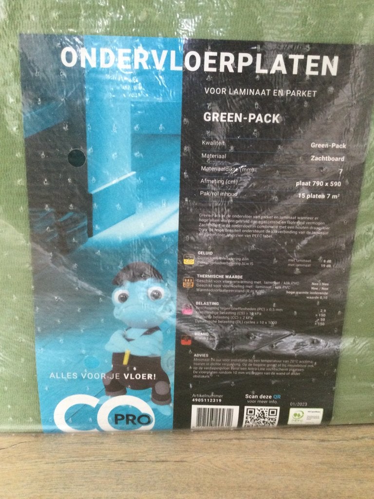 Nieuw! Groene Ondervloerplaten / vezelplaten, Ophalen, Nieuw, Overige materialen, Minder dan 20 mm