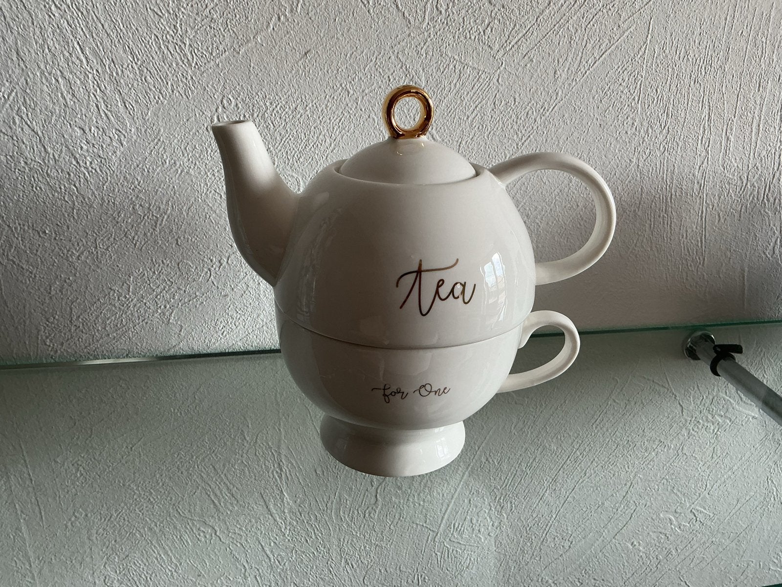 Riviera Maison Tea for One theepot en kopje, Huis en Inrichting, Keuken | Servies, Keramiek, Ophalen of Verzenden, Zo goed als nieuw