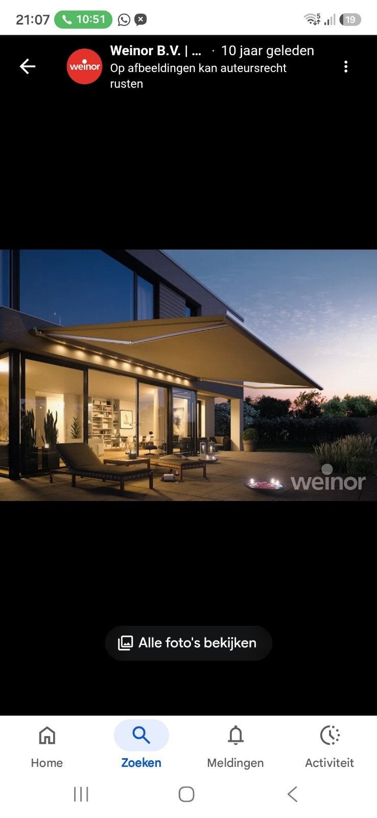 Knikarm weinor nieuw doek 5.5 bij 3 uitval geplaatst bij u, Tuin en Terras, 450 cm of meer, Elektrisch, Ophalen of Verzenden, Zo goed als nieuw