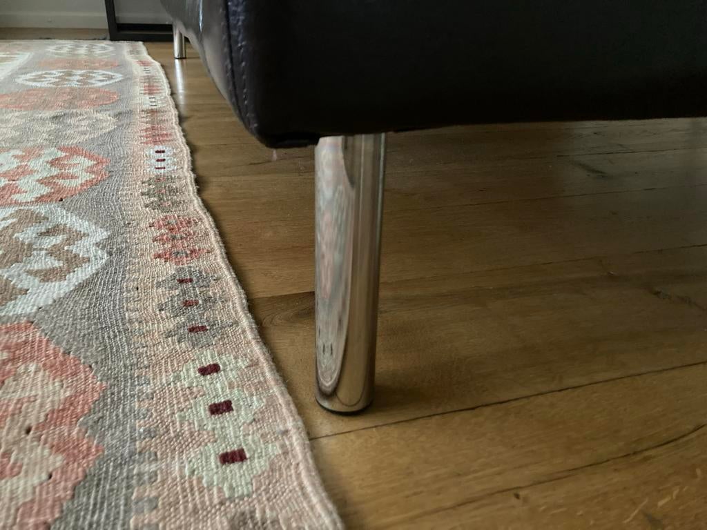 Comfortabele donkerbruine leren tweezitsbank, Ophalen, Gebruikt, 150 tot 200 cm, Tweepersoons