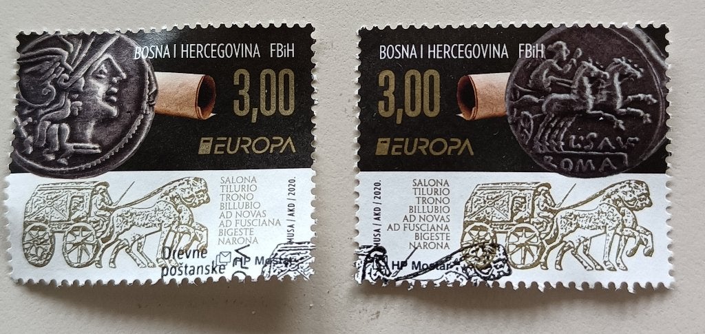 Bosnie Herz(kroatie post mostar) 2020 cept gest  mich 540-41, Ophalen of Verzenden, Overige landen, Gestempeld