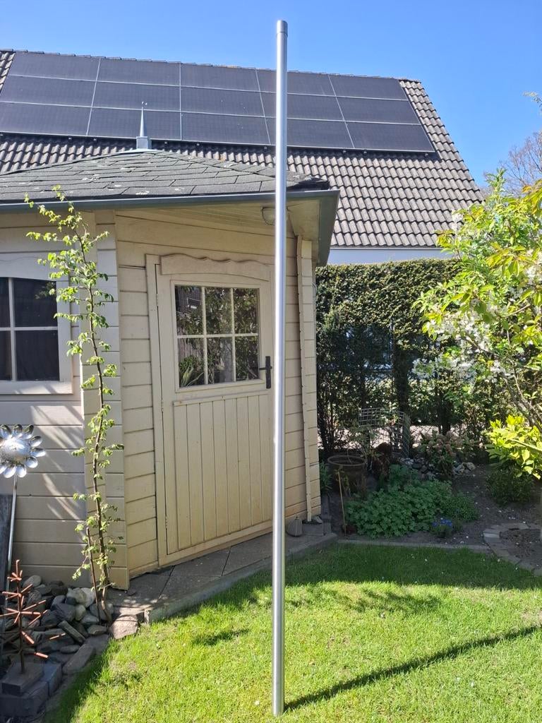 RVS Paal 51mm, 3m lang met vloer- en plafondsteun, Ophalen