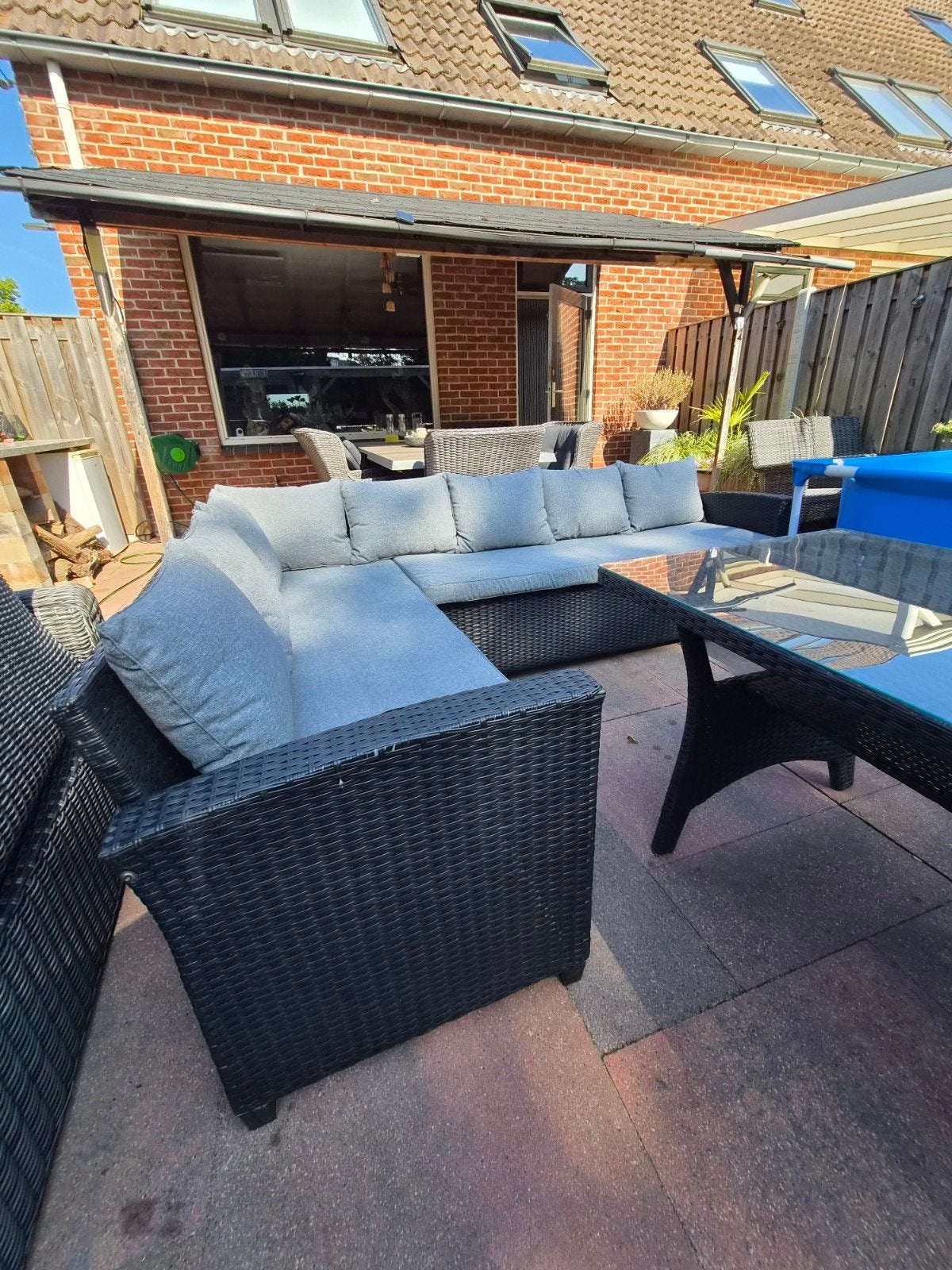 8 persoons hoge loungeset, Tuin en Terras, Ophalen of Verzenden, Wicker, Bank