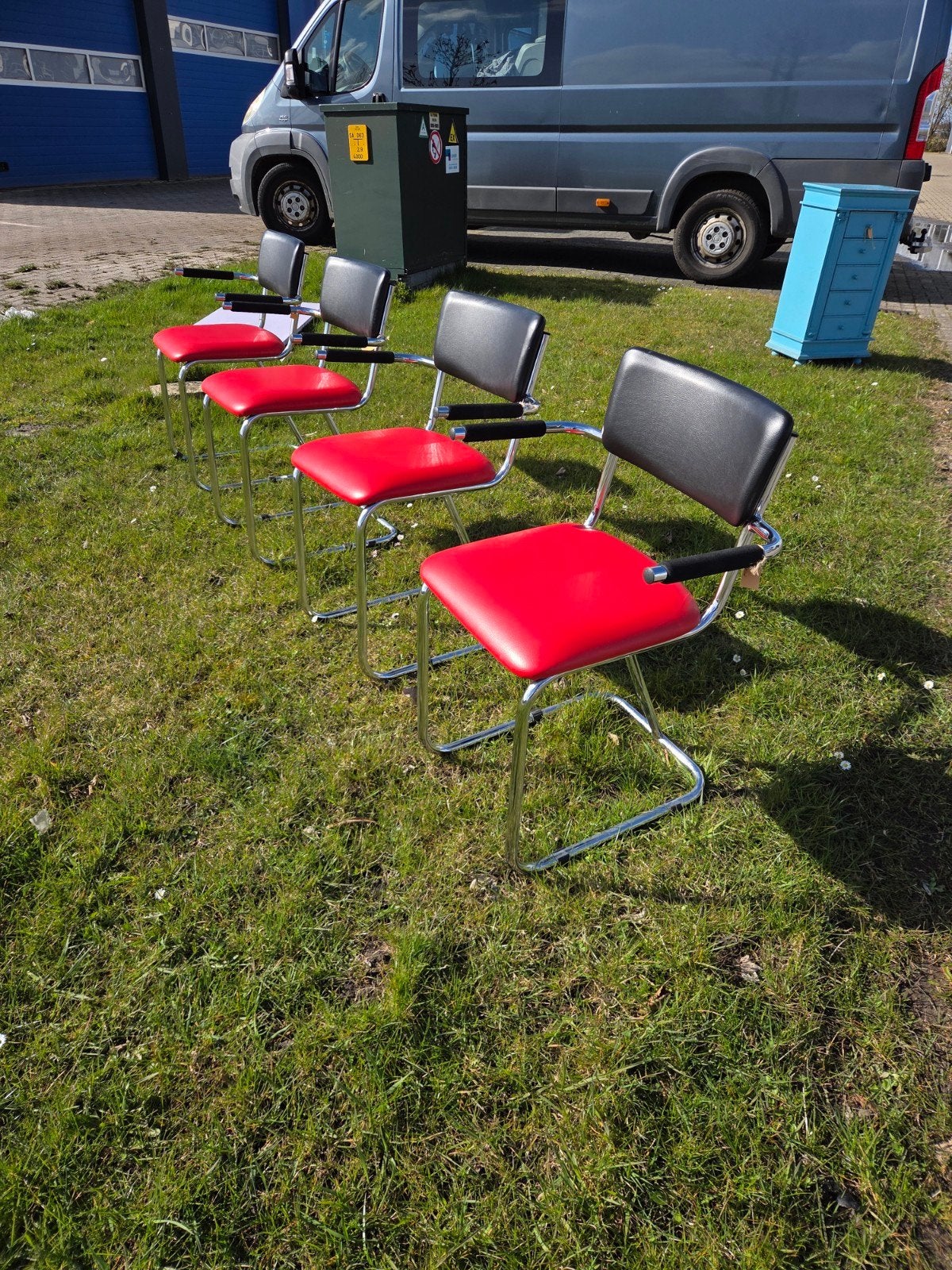 4x vintage retro stoel, keukenstoel buisframe, Ophalen, Vier