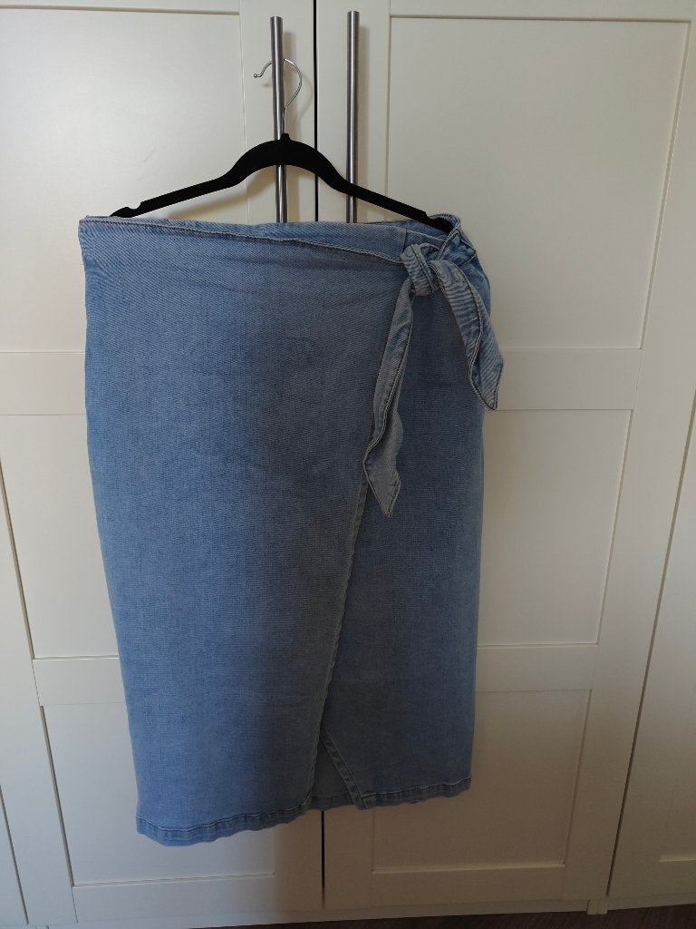 Shoeby Denim Midi Rok lichtblauw by Fred XL ZGAN, Ophalen, Blauw, Maat 46/48 (XL) of groter, Zo goed als nieuw