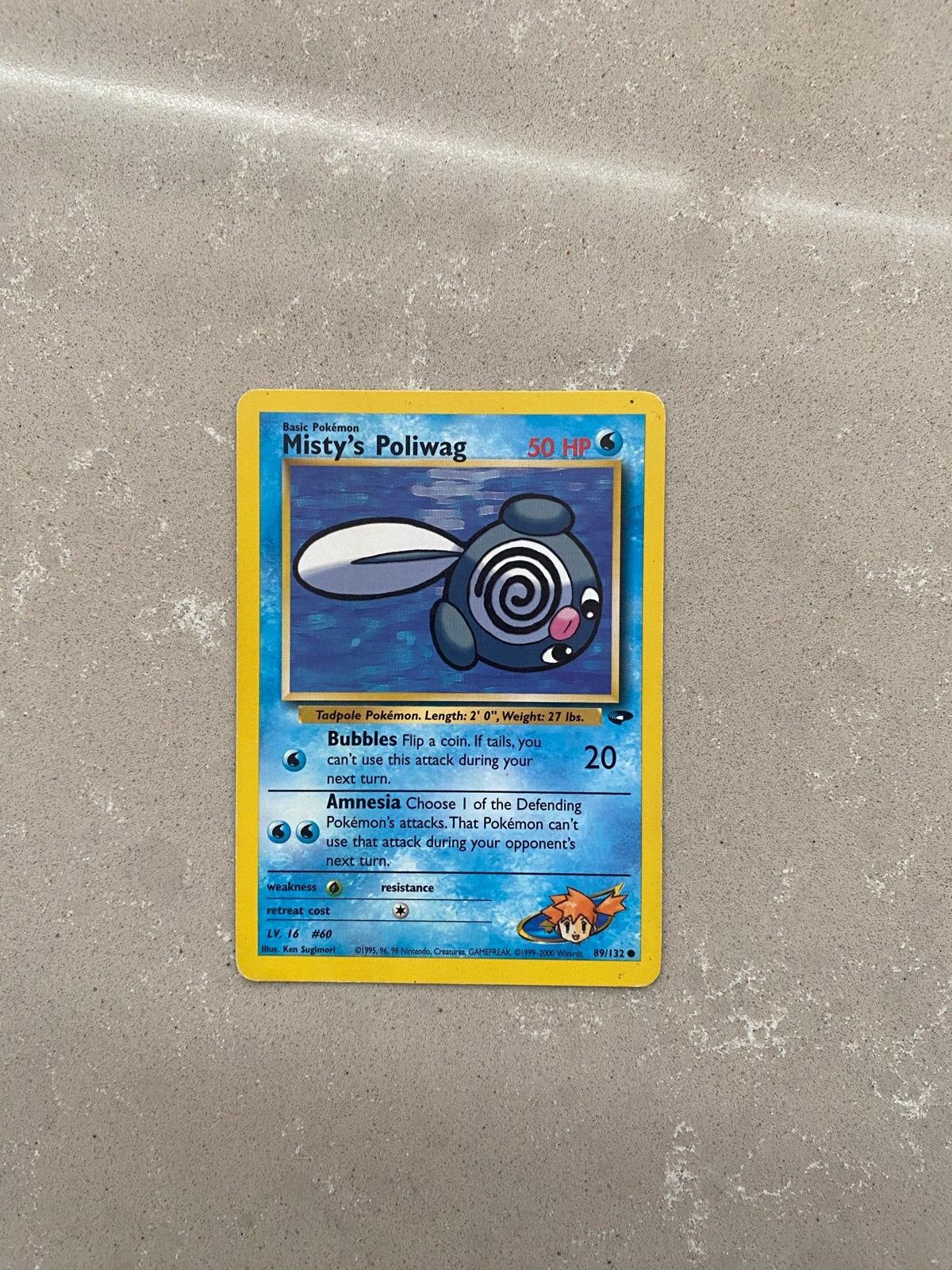 Misty's Poliwag Pokémon kaart - Zeer goede staat, Ophalen of Verzenden, Zo goed als nieuw, Losse kaart