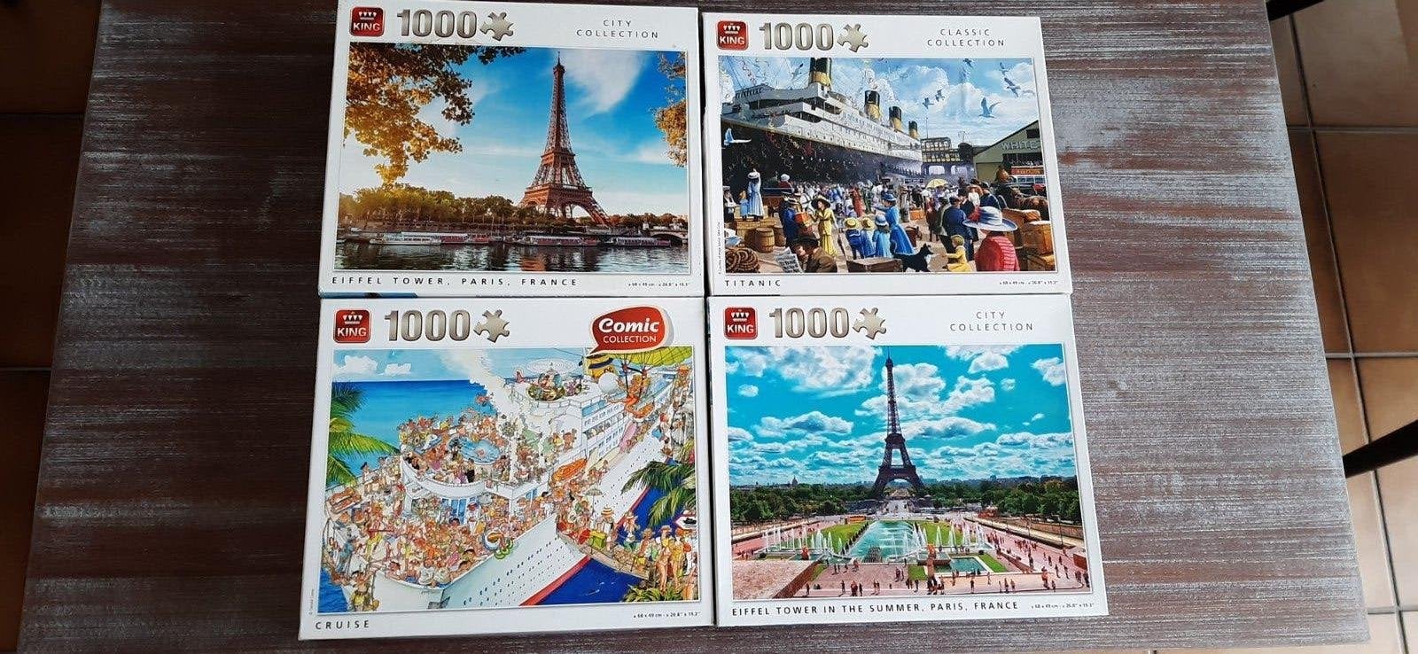 4 puzzels van 1000 stukjes, Ophalen of Verzenden, 500 t/m 1500 stukjes, Zo goed als nieuw, Legpuzzel