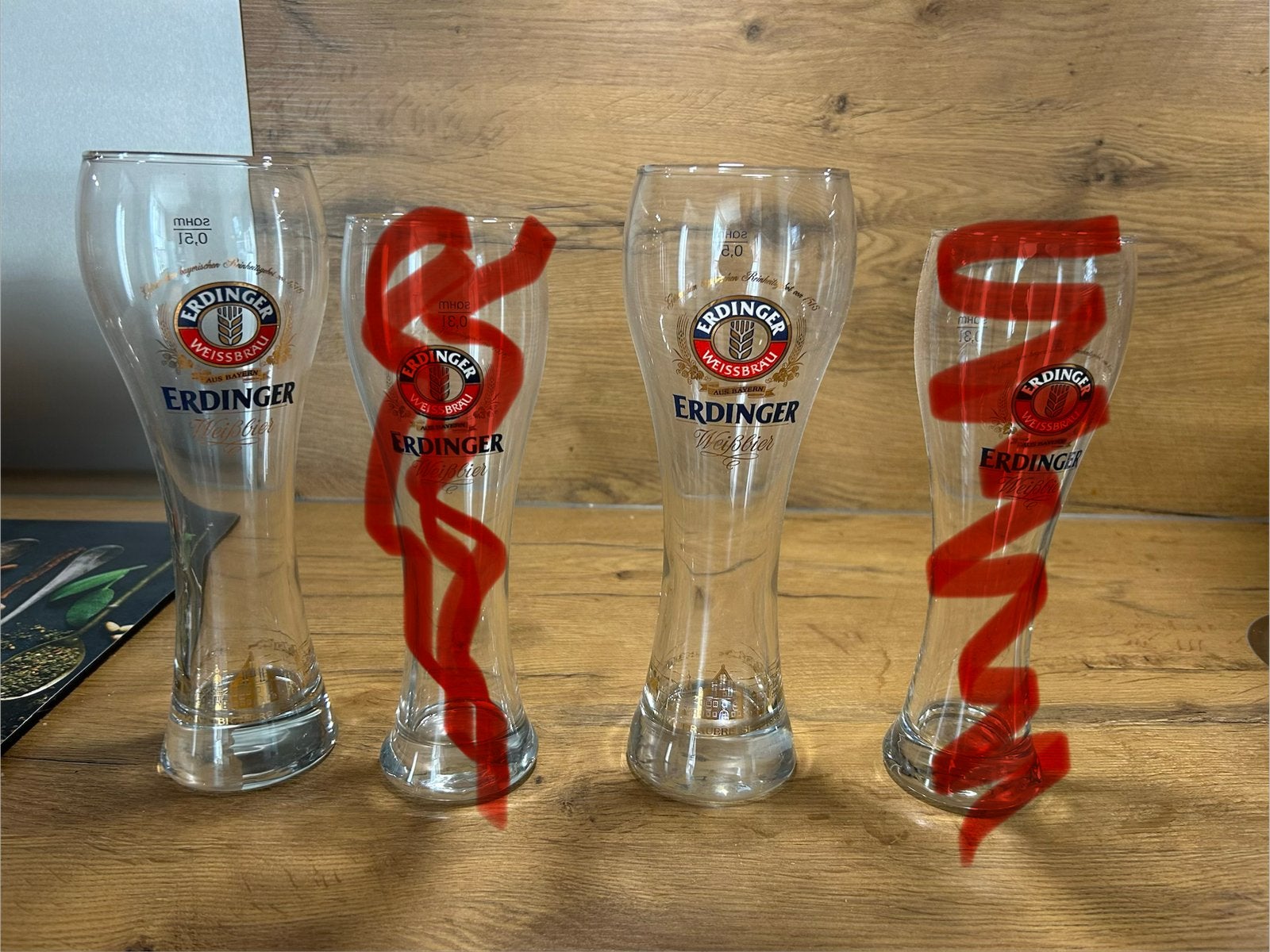 Erdinger Weissbier glazen - 2 x 0,5L, Ophalen, Zo goed als nieuw, Glas of Glazen, Overige merken