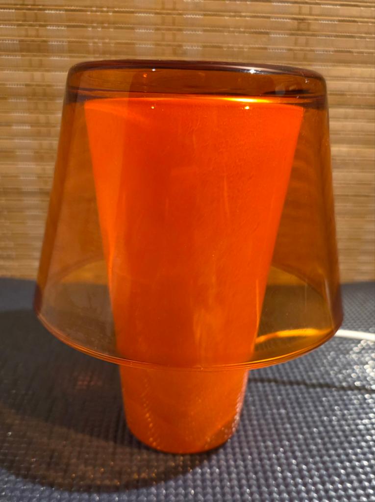 Ikea Oranje glazen tafellamp - Vintage design, Minder dan 50 cm, Vintage, Retro, Ophalen of Verzenden, Glas