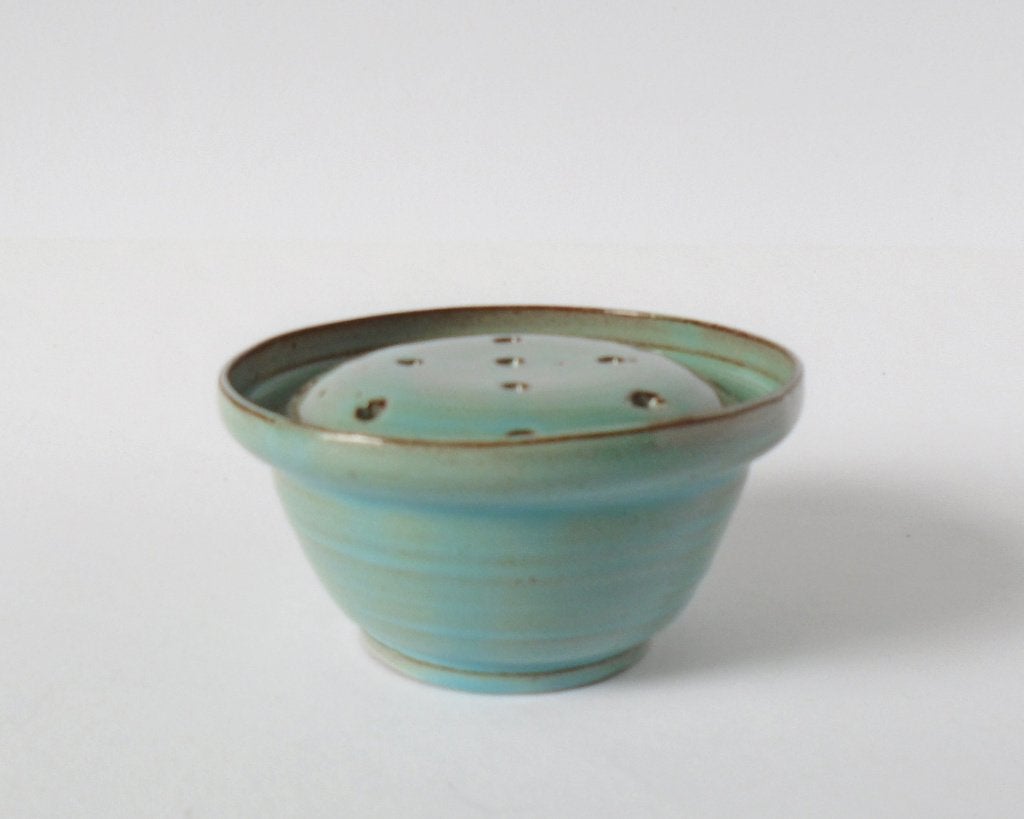 Blauw groene bloemsteker van pottenbakkerij, Verzenden