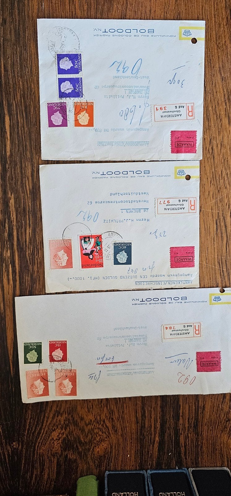 3 Waarde Enveloppen met Zegels - Historische Poststukken, Verzenden, 1920 tot 1940, Gelopen, Noord-Holland