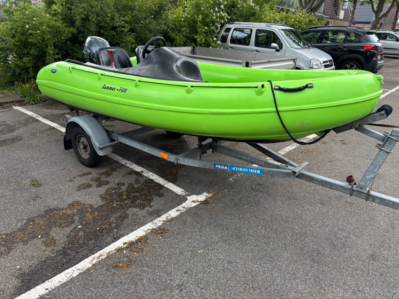 Summerfun 365 boot met Yamaha 8 pk en Pega trailer, 8 pk, 4 m, Yamaha, Zo goed als nieuw