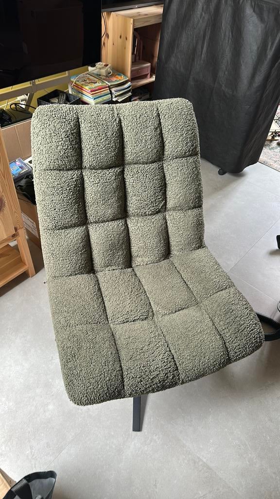 Groene teddy stoel van woood, Huis en Inrichting, Fauteuils, Ophalen, Gebruikt, Minder dan 75 cm, 50 tot 75 cm