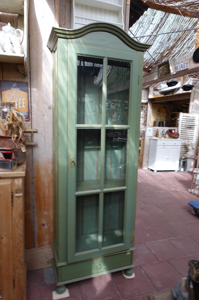 Groene vitrine  keuken /kamerkast, Ophalen, Gebruikt, Met deur(en), 200 cm of meer