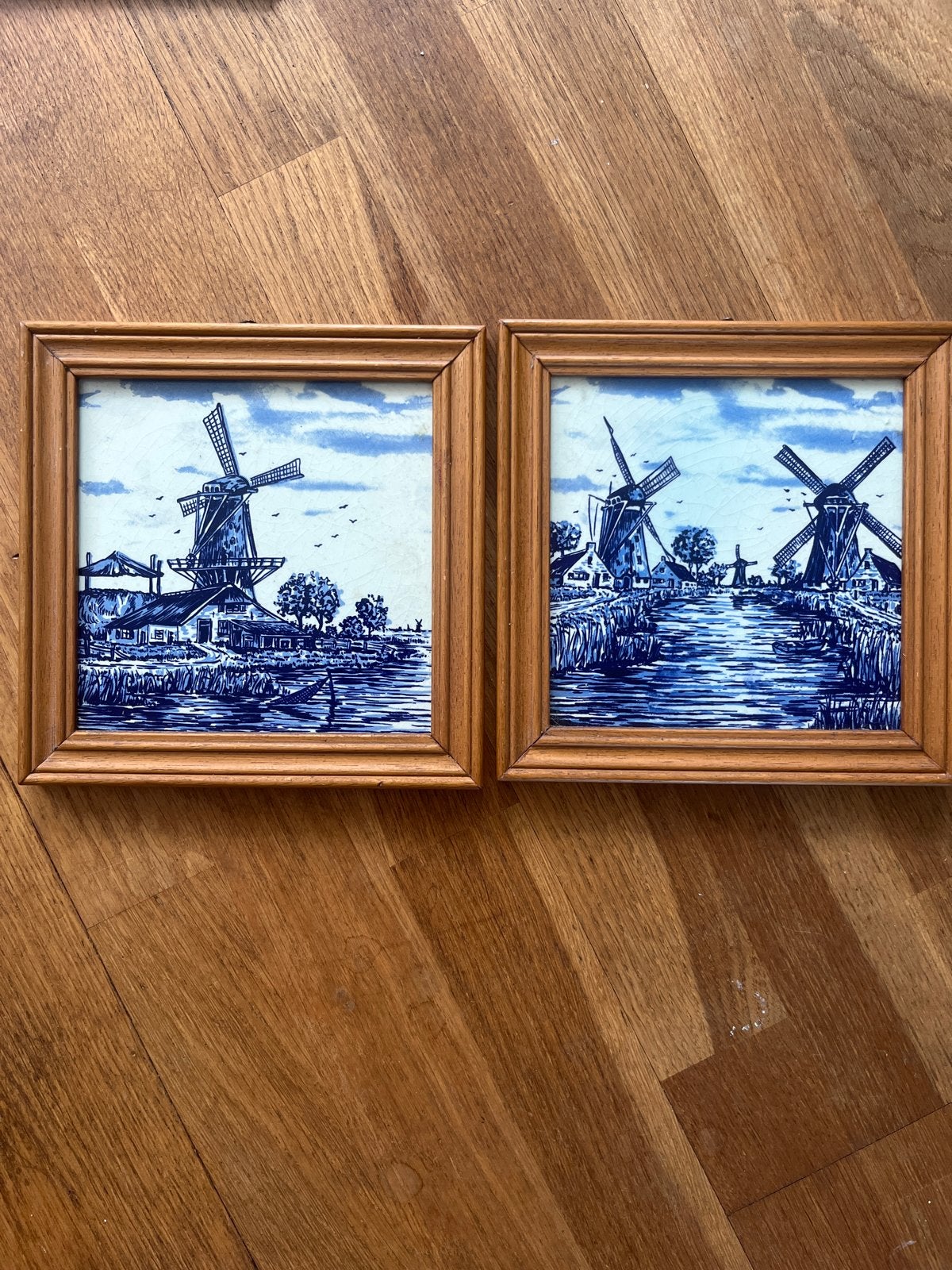 Delfts Blauw Tegeltableau Molens (2 stuks), Ophalen of Verzenden
