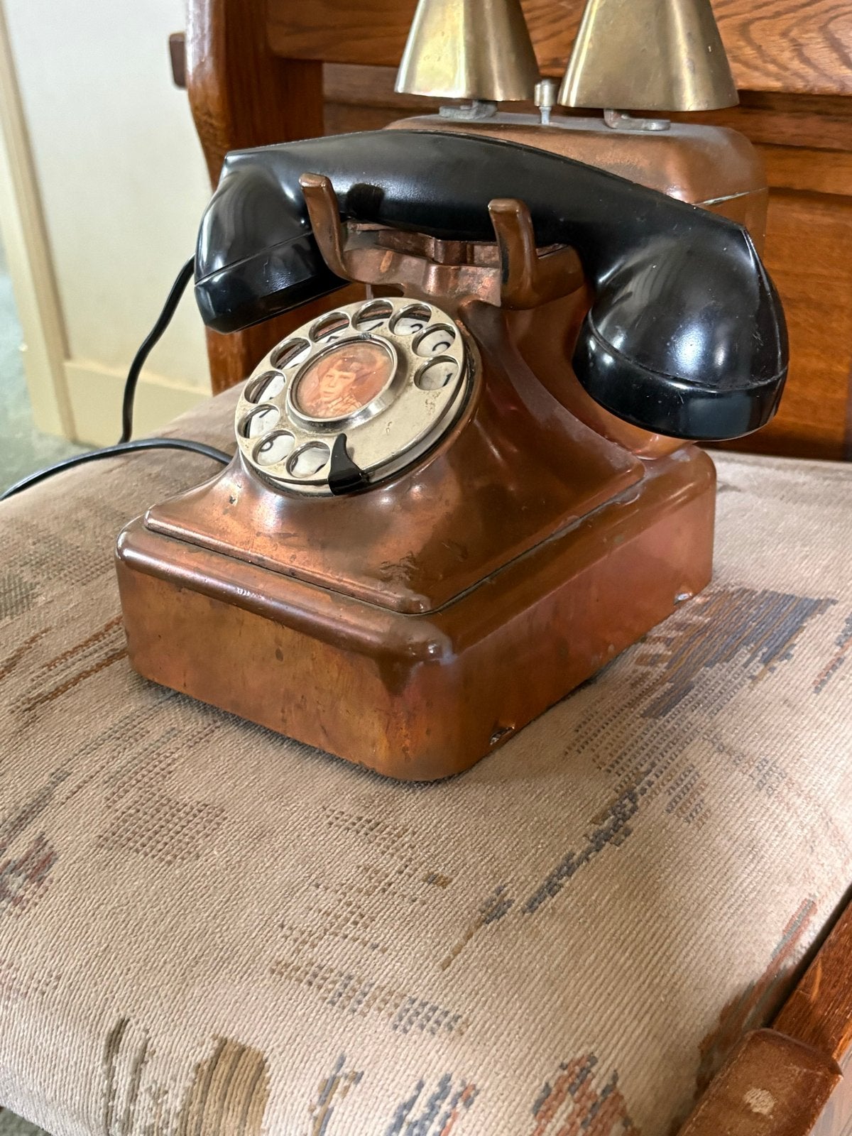 Ouderwetse Telefoon - Koperen Retro Telefoon met Draaischijf, Ophalen