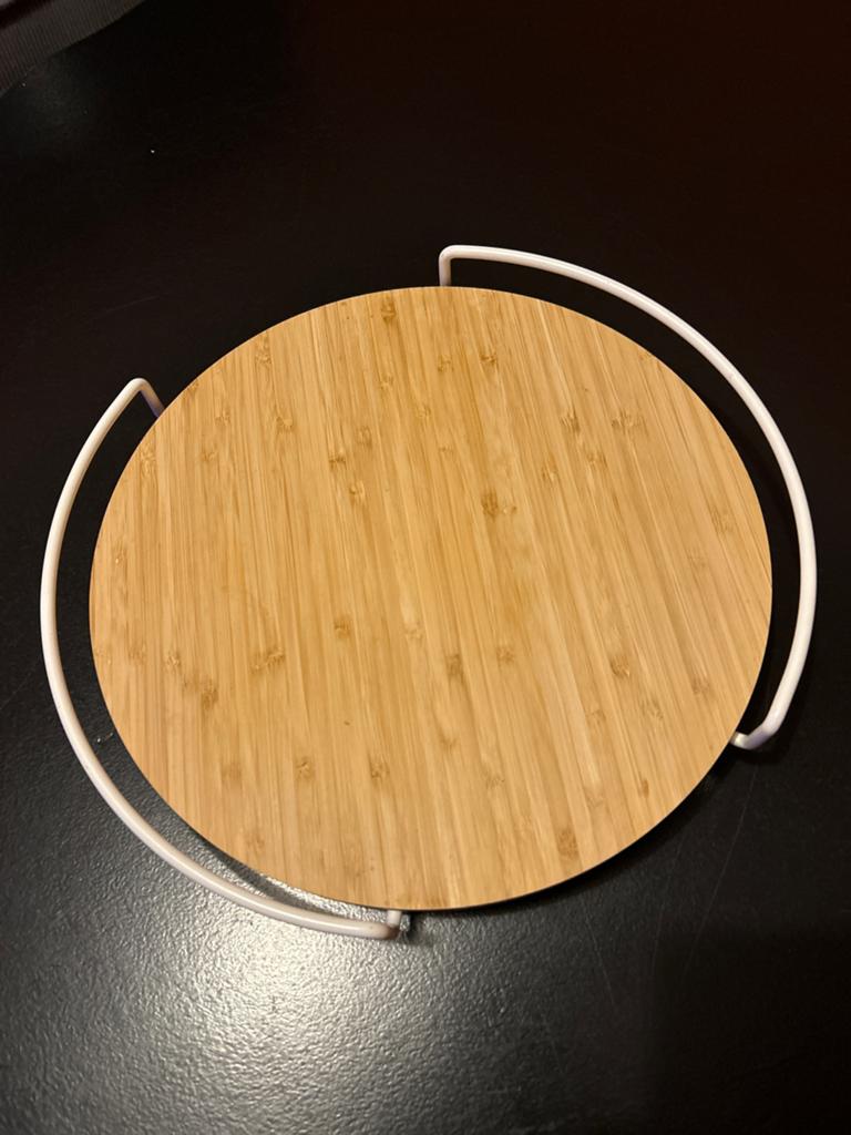IKEA SNUDDA Draaiplateau Bamboe Wit Metaal, Minder dan 50 cm, Rond, Ophalen of Verzenden, Zo goed als nieuw