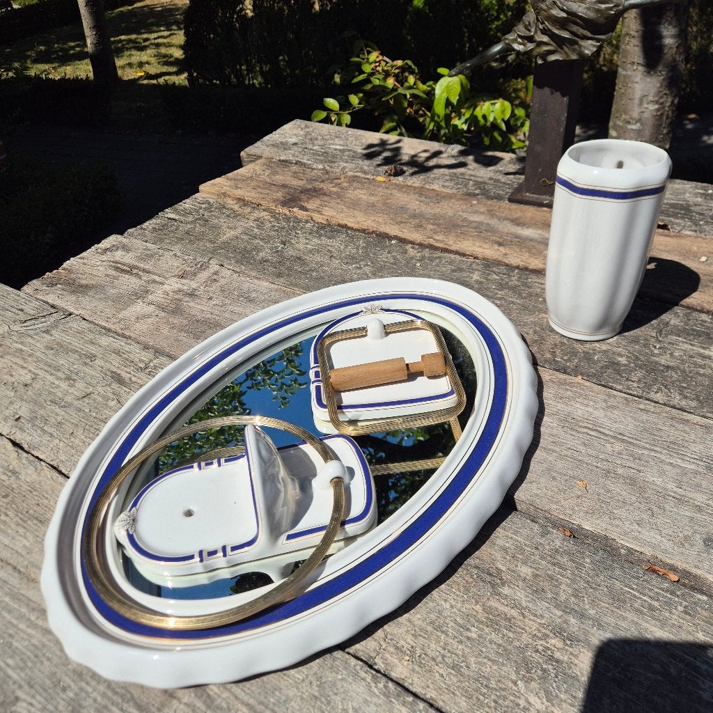 Royal Blue, spiegel wc-rolhouder zeepbakje/handdoekring, Ophalen of Verzenden, Zo goed als nieuw, Wit