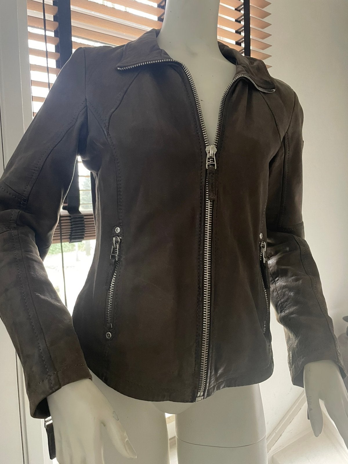 Gipsy by Mauritius lederen jas Leather jacket maat M, Maat 38/40 (M), Bruin, ., Ophalen of Verzenden